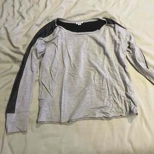 Long sleeve shirt with leather sleeves